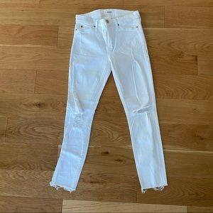 Hudson Distressed/Ripped White Skinny Jean (Stretch)